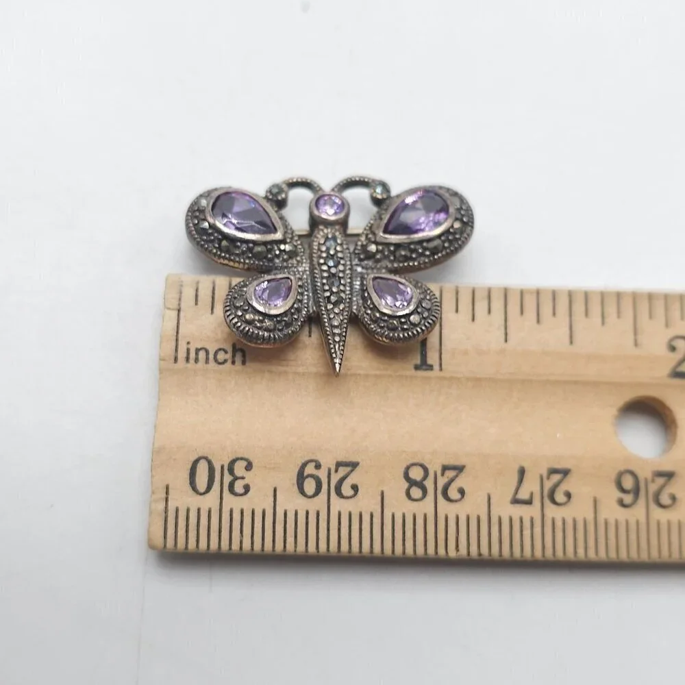 Vintage Amethyst Butterfly Brooch Marcasite By 21st And Stone